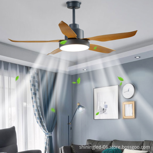 SLYNN Fashionable LED Ceiling Fan with Wood Blades and Remote Control